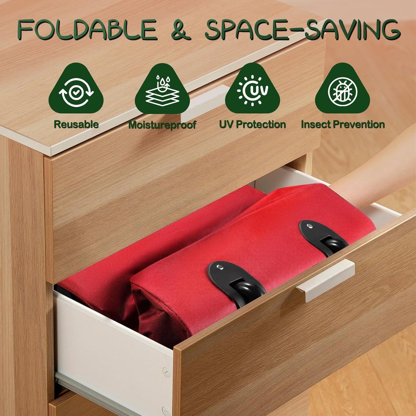 Christmas Tree Storage Bag, Fits Up to 9Ft Xmas Disassembled Tree, Heavy Duty 600D Oxford Christmas Tree Bag Storage Box with Rolling Wheels & Handles, Large Tree Bags for Storage (Red)