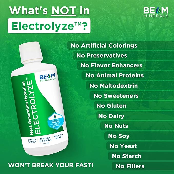 BEAM Minerals Electrolyze | Liquid Electrolyte Replenishment | All The Electrolytes, Without All The Salt | 32 fl Oz