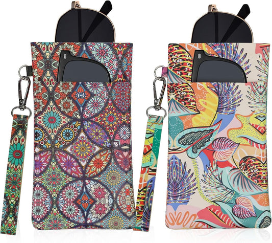 Double Eyeglass Case Soft Dual Glasses Case for Women Men Travel Squeeze Top Sunglasses Cases Eyeglasses Pouch