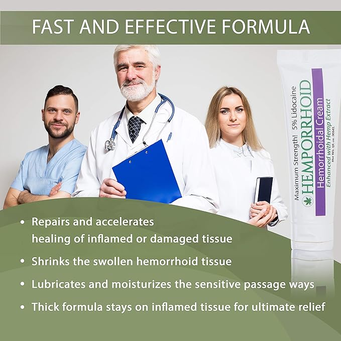MARS WELLNESS Hemorrhoid Fissure Ointment 5% Lidocaine - with Hemp Oil - Hemmorhoid Topical Numbing Cream - 1OZ HEMPORRHOID - Fast Acting Multi Sympton Pain Relief Heorrhoid Sympton Cream Made in USA