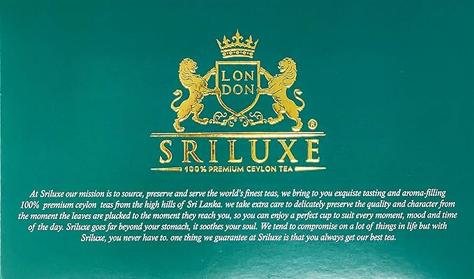 SRILUXE - Premium Quality Ceylon Green Tea Bags Exquisite Taste and Aroma | Brew Hot Tea, Iced Tea or Kombucha Tea (50 Teabags)
