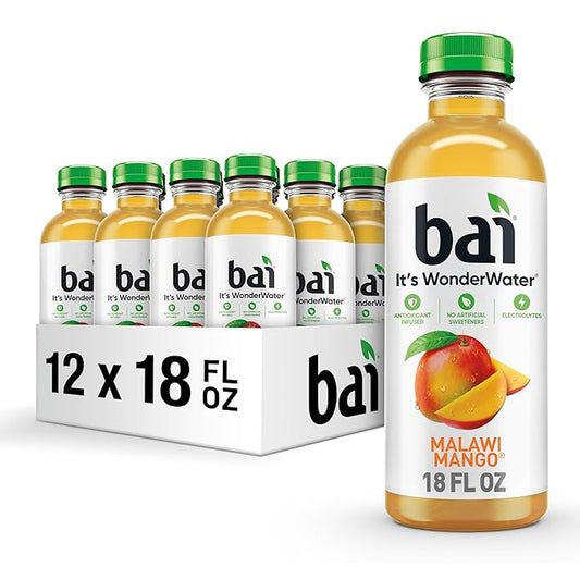 Bai Antioxidant Infused Water Beverage, Malawi Mango, with Vitamin C and No Artificial Sweeteners, 18 Fluid Ounce Bottle, 12 Pack