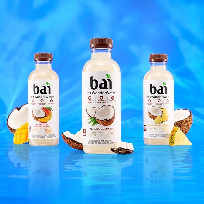 Bai Antioxidant Infused Water Beverage, Madagascar Coconut Mango, with Vitamin C and No Artificial Sweeteners, 18 Fluid Ounce Bottle, 12 Pack