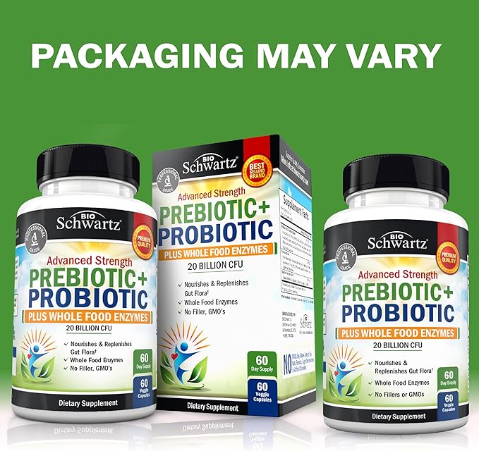 Advanced Prebiotics and Probiotics for Women & Men, Immune, Digestive & Gut Health with L. Reuteri, Inulin Fiber, Digestive Enzymes, Non-GMO, Gluten-Free, Dairy-Free, 60 Capsules