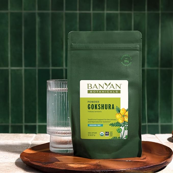 Banyan Botanicals Gokshura Powder – Organic Gokshura Fruit (Tribulus Terrestris) Powder – Men's Vitality Supplement – Supports Urinary Health* – ½ lb. – Non-GMO Sustainably Sourced Vegan