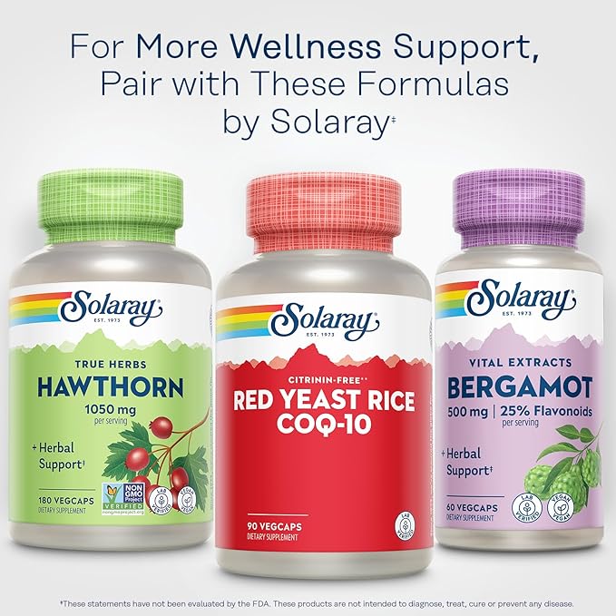 SOLARAY Red Yeast Rice Plus CoQ-10 & No-Flush Niacin Vitamin B-3, Healthy Heart & Cardiovascular Support, Non-Irradiated & Citrinin Free, 60 Day Money Back Guarantee, 90 Servings, 90 VegCaps
