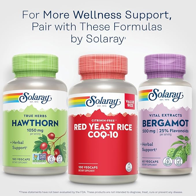 SOLARAY Red Yeast Rice Plus CoQ-10 & No-Flush Niacin Vitamin B-3, Healthy Heart & Cardiovascular Support, Non-Irradiated & Citrinin Free, 60 Day Money Back Guarantee, 100 Servings, 100 VegCaps