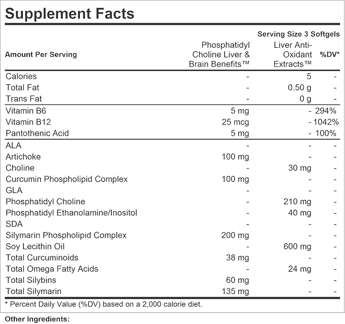 ANDREW LESSMAN PC Liver and Brain Benefits + Liver Anti-Oxidant Extracts Kit: 270 Capsules (240+30) - Phosphatidyl Choline, Milk Thistle, Artichoke, Curcumin.