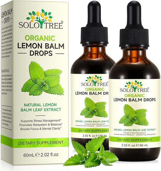 Organic Lemon Balm Extract Drops, Organic Lemon Balm Tincture, Digestive Relief & Anti-Bloat Support, Alcohol-Free, Vegan, Non-GMO, Gluten-Free - 60ml (2PCS)