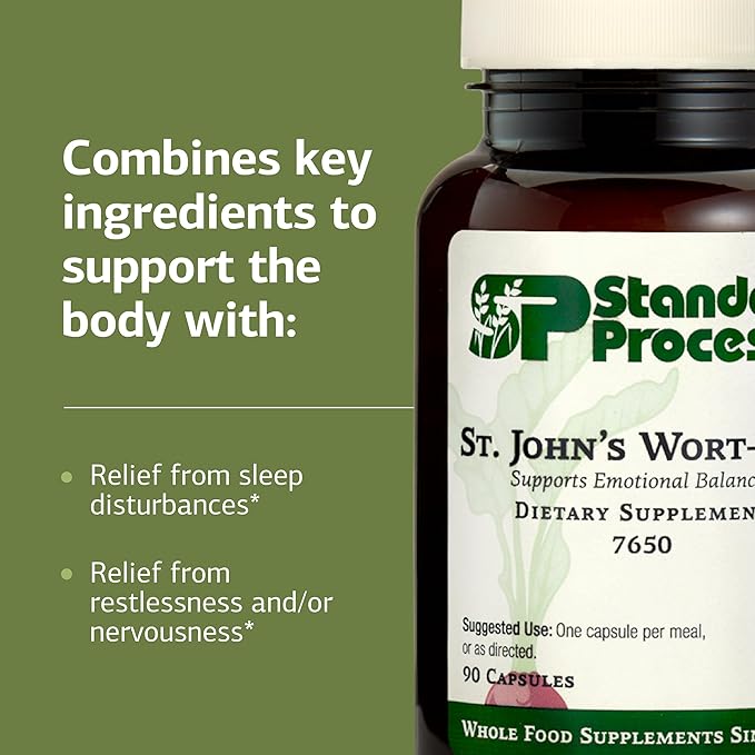 Standard Process St. John's Wort-IMT - Herbal Supplement for Sleep & Stress Relief - Supports Balance & Relaxation - Non-Dairy, Non-Soy & Gluten-Free - 90 Capsules