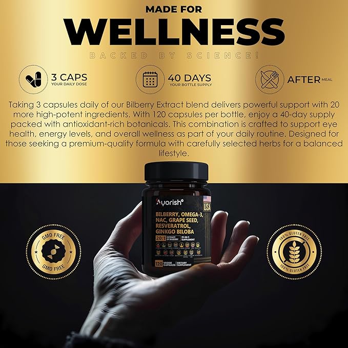 Eye Vitamins with Bilberry Equivalent to 6000mg Lutein and Zeaxanthin Supplements Lycopene Resveratrol Grape Seed Astaxanthin for Eyes - Eye Care Health and Mineral Supplement 120 Count