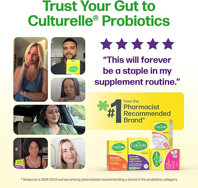 Culturelle Pro Strength Daily Probiotics For Digestive Health (2 Month Supply) with Prebiotics for Women & Men, Supports Occasional Diarrhea, Gas & Bloating, Gluten & Soy Free, 60 Count