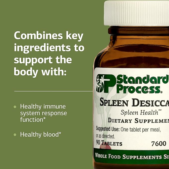 Standard Process Inc. Spleen Desiccated - Whole Food Immune Support, Spleen and Healthy Blood - Gluten Free - 90 Tablets