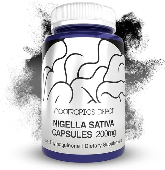 Nootropics Depot Nigella Sativa Extract Capsules | 200mg | 120 Count | Minimum 5% Thymoquinone Content | Black Seed Oil Extract | Supports Brain Health, Memory, Liver Health, and Immune Function
