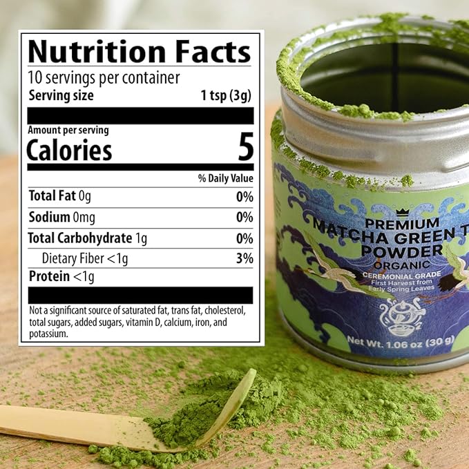Matcha Organic Ceremonial Grade Green Tea Powder – Premium First Harvest from Japan – USDA Organic, Non-GMO, Gluten-Free – Tin for Tea, Lattes & Smoothies - 1oz
