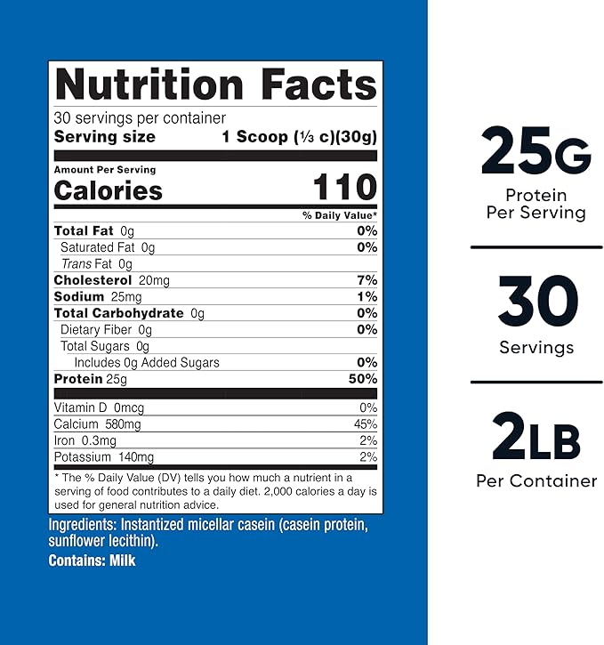 Nutricost Casein Protein Powder 2lb - Micellar Casein, Gluten Free, Non-GMO (Unflavored)