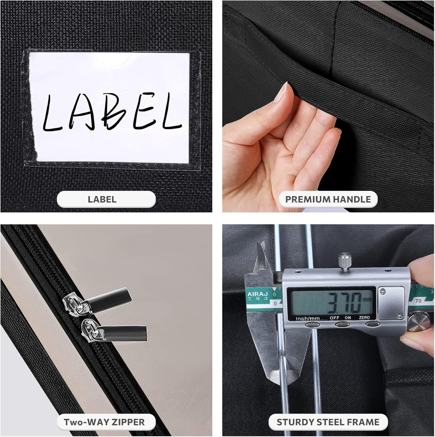 Under Bed Storage Bins Frame Storage Box Oxford Fabric Sturdy Underbed Container Foldable Stackable Large Capacity Clothes Organizer