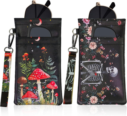 Double Eyeglass Case Soft Dual Glasses Case for Women Men Travel Squeeze Top Sunglasses Cases Eyeglasses Pouch