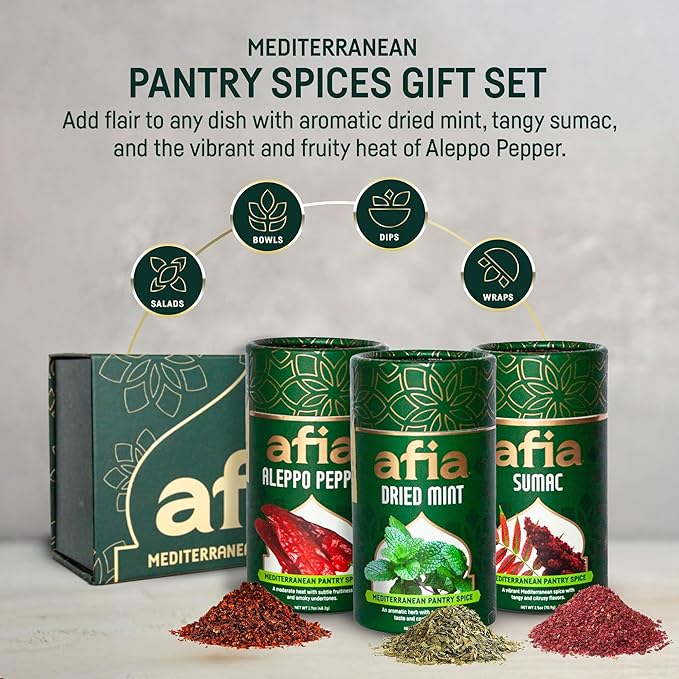 Afia - Dried Mint Seasoning | Dried Mint for Cooking, Mediterranean Pantry Spice for Middle Eastern Dishes, Meals and Cuisine | Premium Middle Eastern Spices (1pk, 0.7oz)