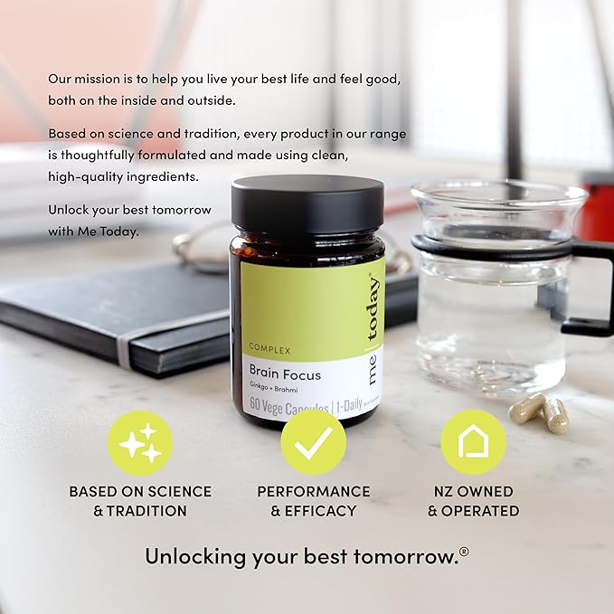 me today – Brain Focus Supplement for Adults, Contains Ginkgo & Brahmi for Mental Clarity, 60 Vegan Friendly Capsules