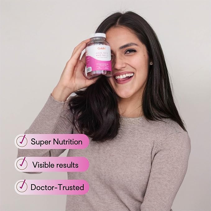 GoldN™ Hair, Skin & Nails Premium Gummies with Collagen | 2,500 mcg Biotin, Fish Collagen, Vitamins A, C, D, E & Zinc | Non-GMO, Allergen-Free | Raspberry Flavor | 60 Gummies (30-Day Supply)