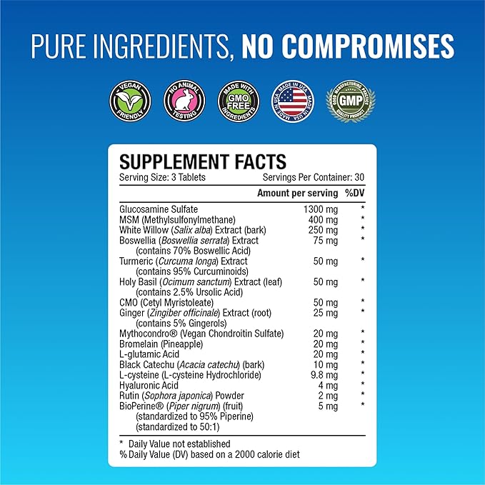 Approved Science Jointprin - Joint Support Supplement - Glucosamine, MSM, Chondroitin, Turmeric, Boswellia, BioPerine - 1 Month Supply