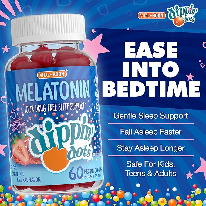 Melatonin Sleep Support Gummies (60 Count Pack of 2) Strawberry Sunset Creme Flavor Chews | 2.5mg Per Gummy Sleep Supplement for Children and Adults | Supplement for Faster & Better Sleep