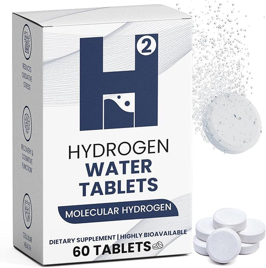 60 Count, Hydrogen Water Tablets with Molecular H2-12 PPM Hydrogen Tablets for Drinking Water - Rich in Antioxidants, Supports Cellular Health, Recovery & Cognitive Function, Unflavored