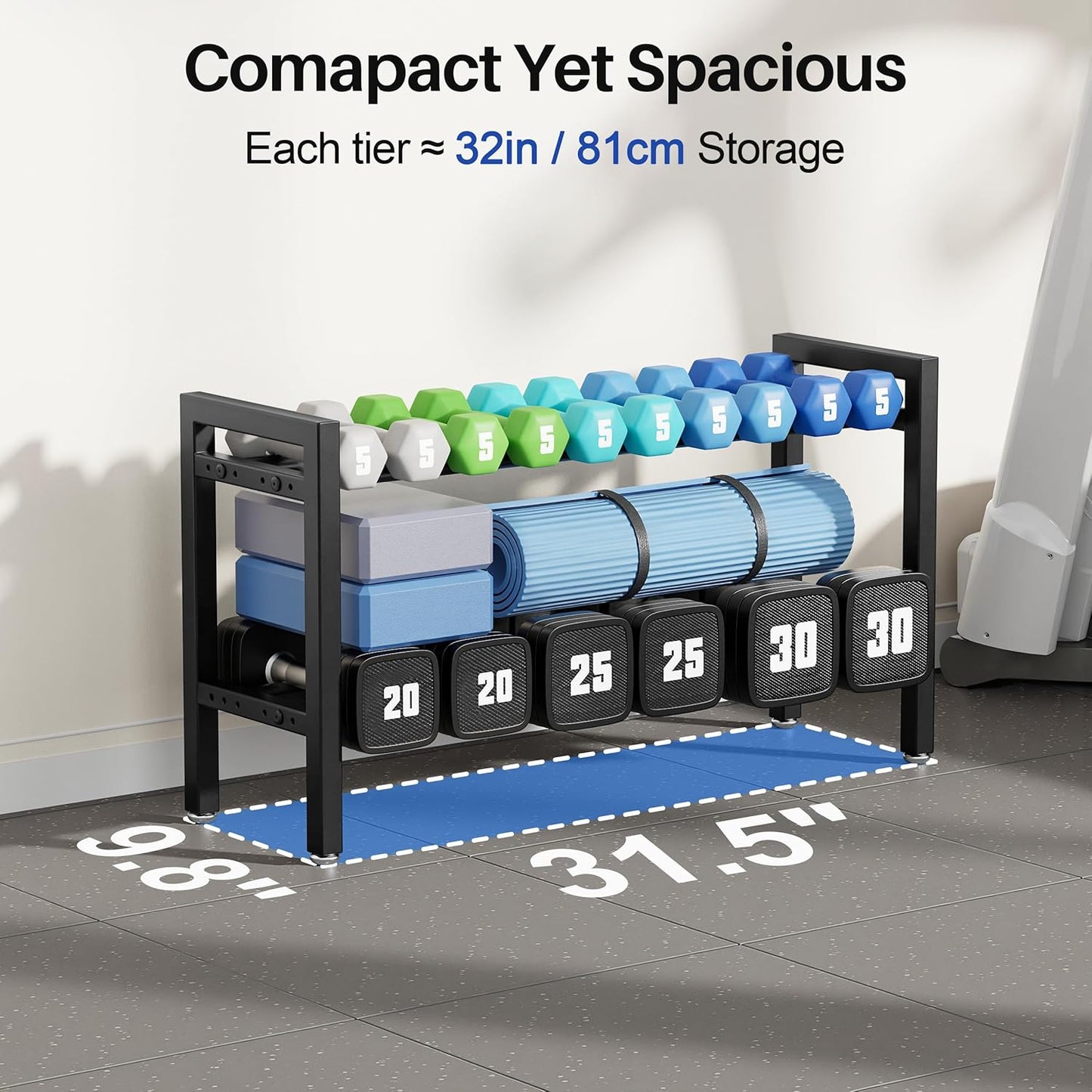 Dumbbell Rack Weight Stand Holder 2-Tier 31 IN Adjustable Weight Rack For Home Gym (Rack Only)