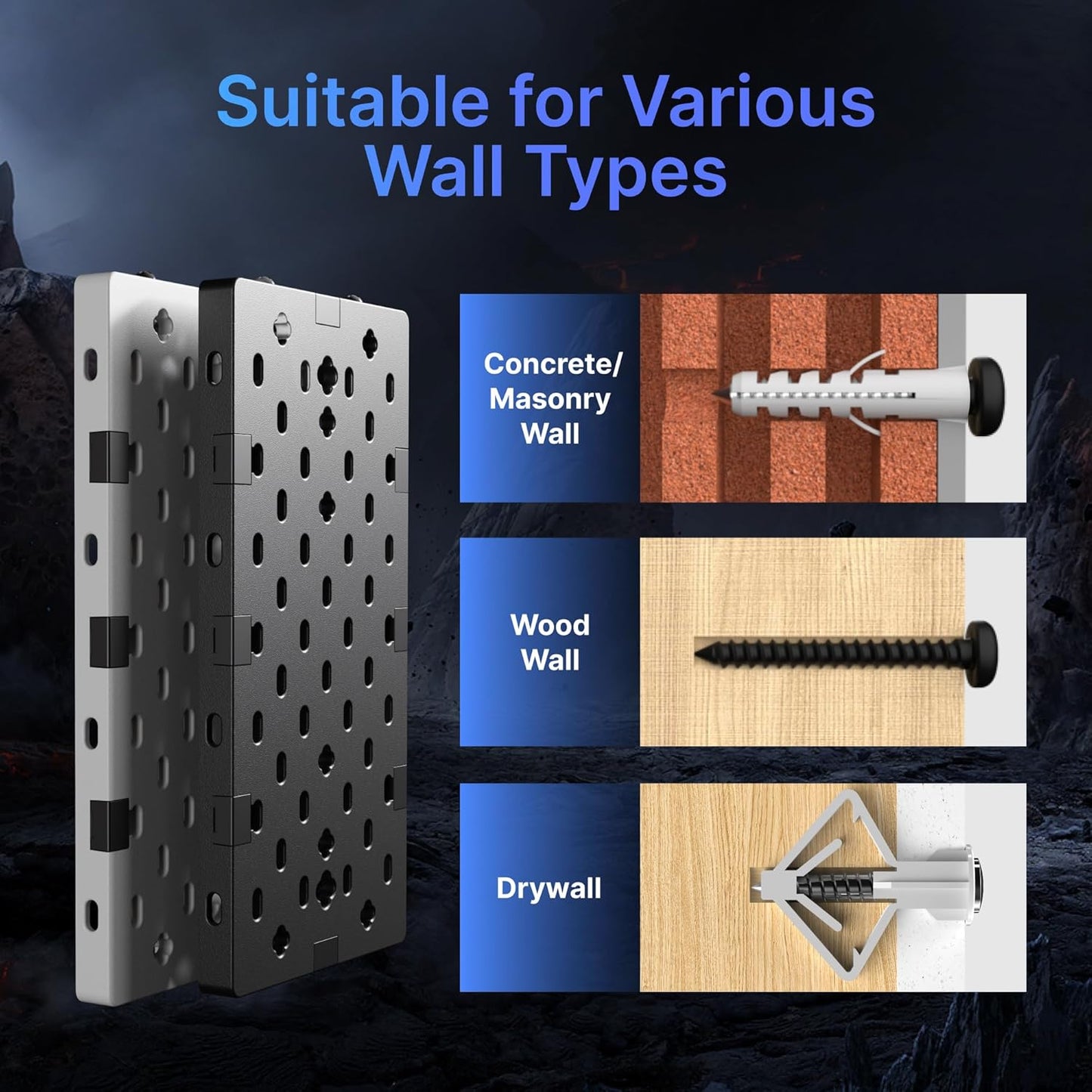 PEGZONE Controller and Headphone Holder Wall Mount, Modular Gaming Pegboard with Accessories, Controller Stand for Xbox PS5 PS4 Switch, Video Game Storage, Disc Shelf, 14pcs Pegboard, Black & White