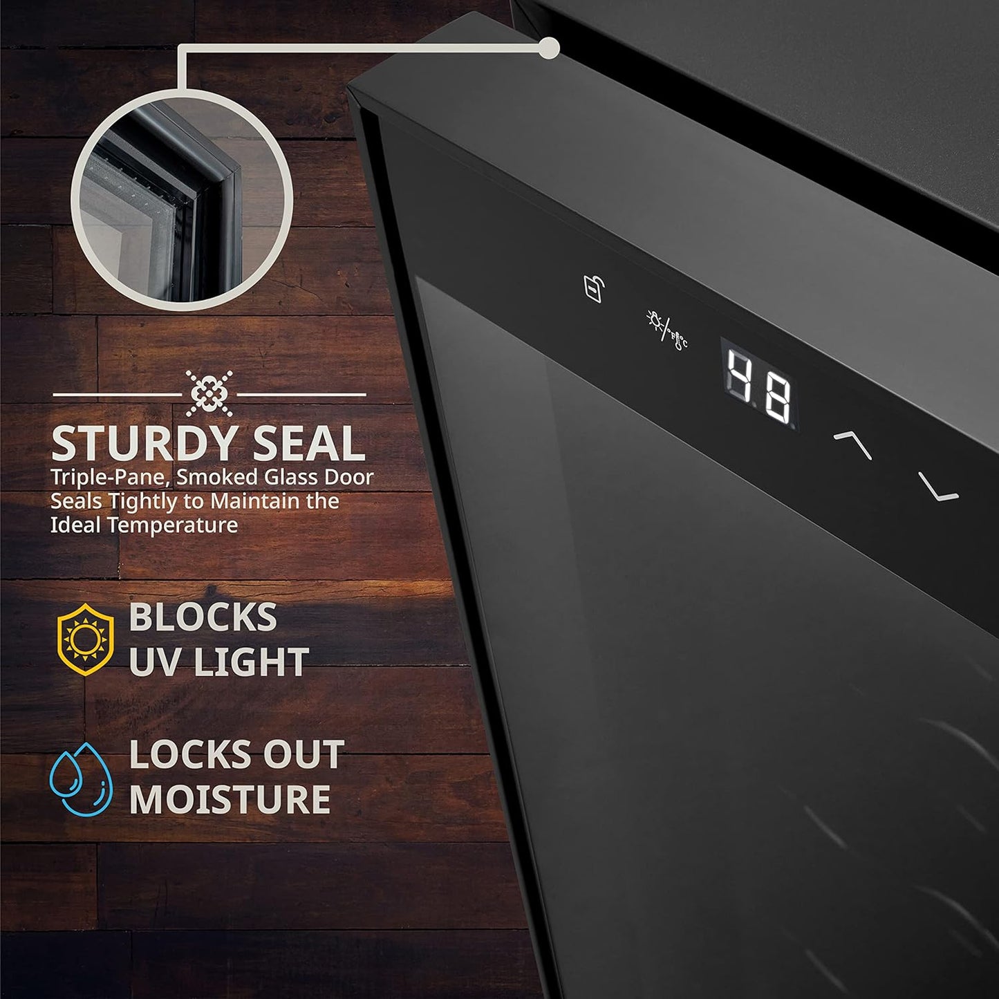 Ivation 8 Bottle Red And White Wine Thermoelectric Wine Cooler/Chiller Counter Top Wine Cellar with Digital Temperature Display, Freestanding Refrigerator Smoked Glass Door Quiet Operation Fridge