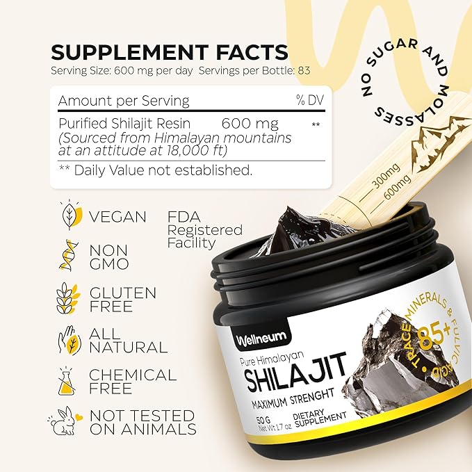 Shilajit Resin - Shilajit Pure Himalayan Organic for Energy, Immunity and Mental Clarity - Natural Himalayan Mumiyo for Men and Women with Trace Minerals and Fulvic Acid