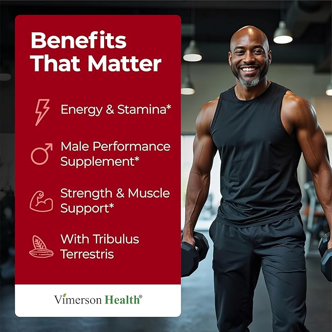 Maca Root, Saw Palmetto & HornyGoatWeed For Men – Tongkat Ali and Panax Ginseng Supplement for Energy, Drive & Strength – Workout Supplement For Men with Tribulus Terrestris & L-Arginine – 60 Capsules
