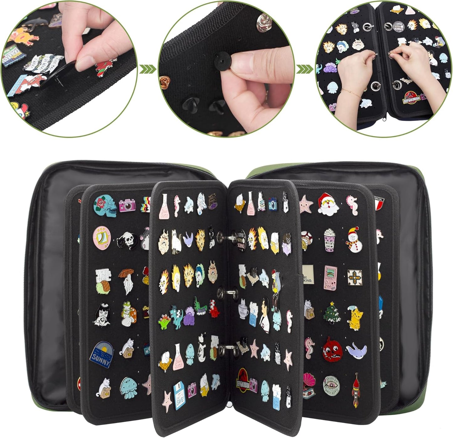 Enamel Pin Display Pages Pin Carrying Case, Pins Collection Storage Organizer Case, Travel Brooch Pin Display Bag (Pins Not Included)
