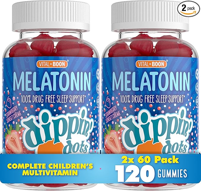 Melatonin Sleep Support Gummies (60 Count Pack of 2) Strawberry Sunset Creme Flavor Chews | 2.5mg Per Gummy Sleep Supplement for Children and Adults | Supplement for Faster & Better Sleep