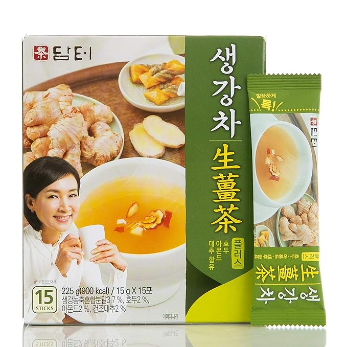 DAMTUH Korean Traditional Ginger Tea Plus - Premium Herbal Tea, 15 Sticks