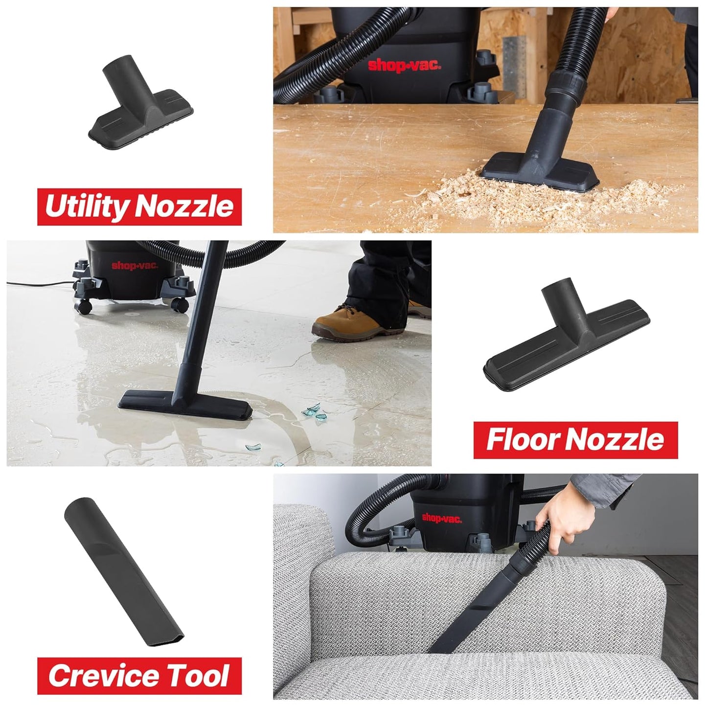 Shop-Vac 6 Gallon 5 Peak HP Wet/Dry Vacuum, Portable Shop Vacuum with Attachments for Jobsite, Garage & Workshop. 5430097