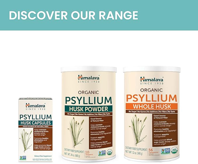 Himalaya Psyllium Husk Capsules - Daily Fiber Supplement for Supporting Digestive Health and Regularity - Vegan, Non-GMO, Sugar Free, Gluten Free, 180 Capsules