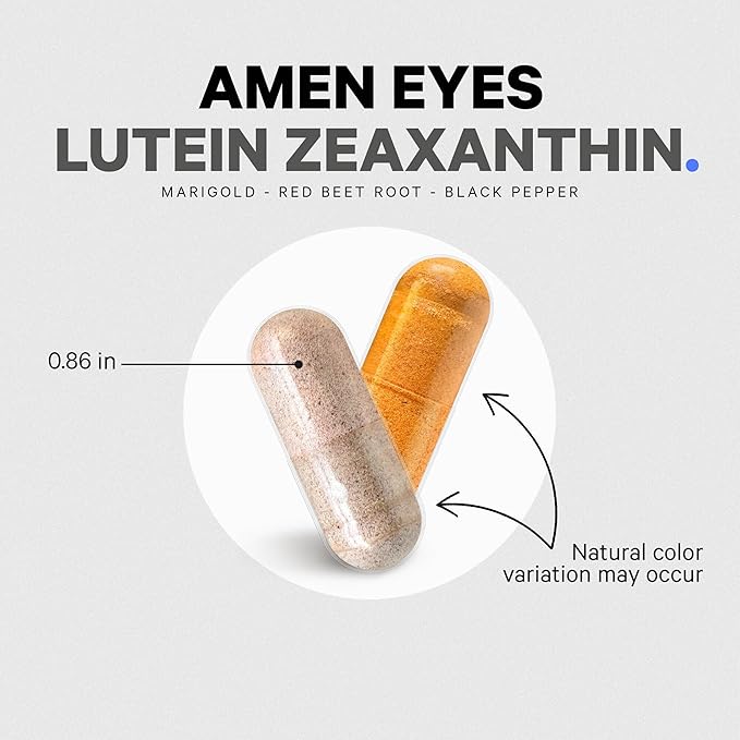 Amen Eyes 루테인 제아잔틴 보충제 - 눈 비타민 - 마리골드 추출물의 루테인 및 제아잔틴, 레드 비트 뿌리 파우더, 흑후추 과일 추출물 - 3개월 분량 아이 케어 - GMO 프리 - 90캡슐
