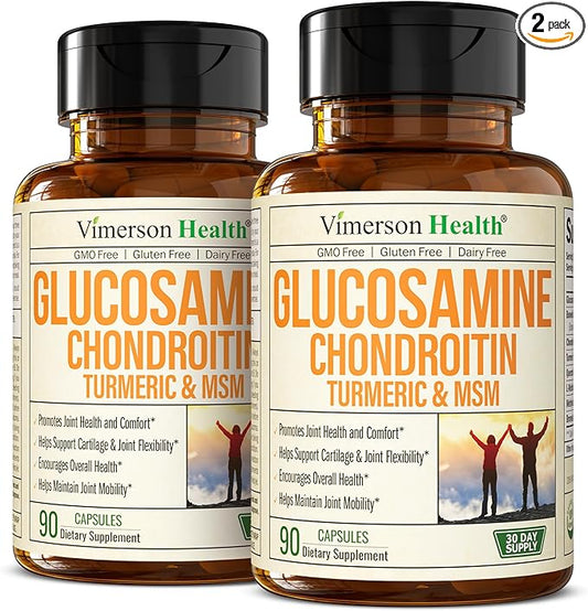 Glucosamine Chondroitin MSM and Turmeric Supplement – Joint Support Supplement for Women and Men with Boswellia and Chondroitin Sulfate – for Cartilage, Joint Health and Flexibility – 2 Pack