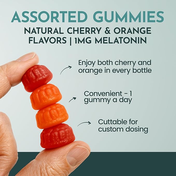 Maxi Health 1mg Melatonin Gummies – Kids Melatonin Chewables with Natural Cherry & Orange Flavor – Adult and Baby Sleep Help Supplement to Support Restful Nights (120 Count)