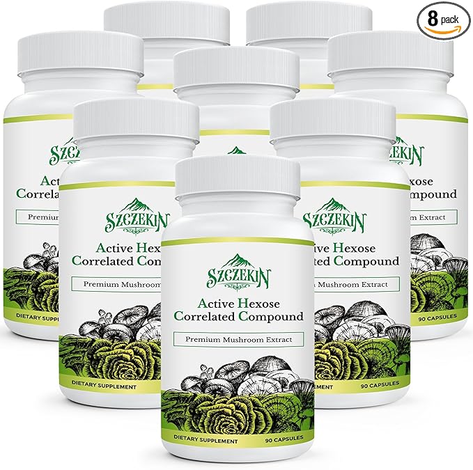 Active Hexose Correlated Compound 1500 mg Supplement, Natural 8 Mushroom Extract Supplement, Immune System, Liver Function, Natural Killer and T Cells Activity, 720 Veggie Capsules