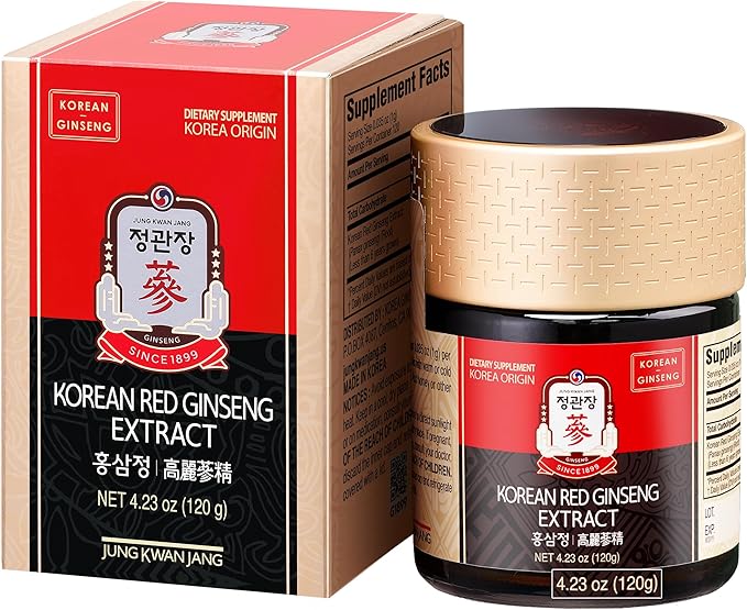 Korean Red Ginseng Extract Paste (Hong SAM JUNG) - Panax Ginseng Adaptogen Supplements - Energy Boost & Immune Support, Caffeine Free & Gluten Free (120g, 4.23 oz)