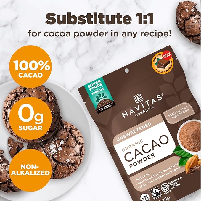 Navitas Organics Organic Cacao Powder, Non-GMO, Fair Trade, Gluten-Free, 16 Ounce