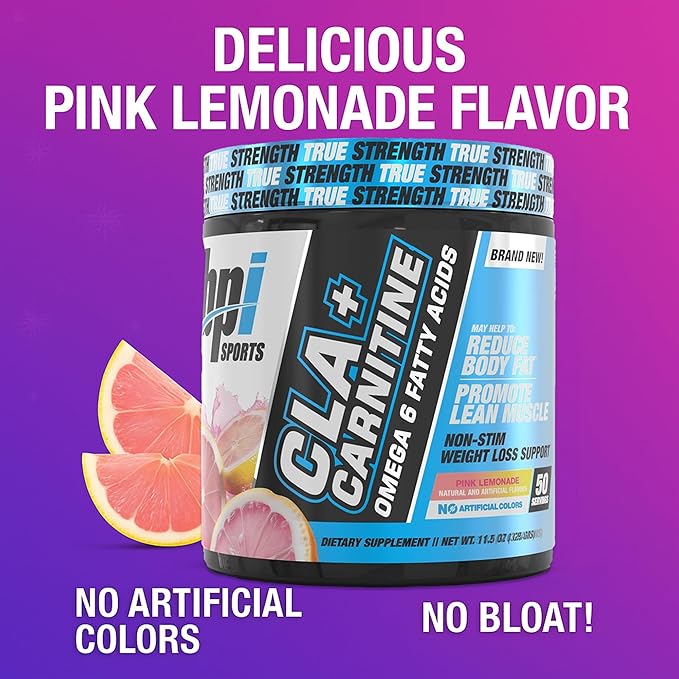 BPI Sports CLA+Carnitine – CLA L Carnitine & Linoleic Acid – L Carnitine Supplement for Weight Loss, Metabolism & Lean Muscle – Caffeine Free – Pink Lemonade – 50 Servings – 12.34 oz