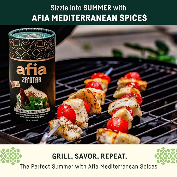 Afia Za'atar Spice Blend | Authentic Mediterranean Seasoning with Sumac, Toasted Sesame & Herbs | Perfect for Dips, Marinades, Flatbreads & More | Non-GMO, No Fillers, No Preservatives (2.2oz)