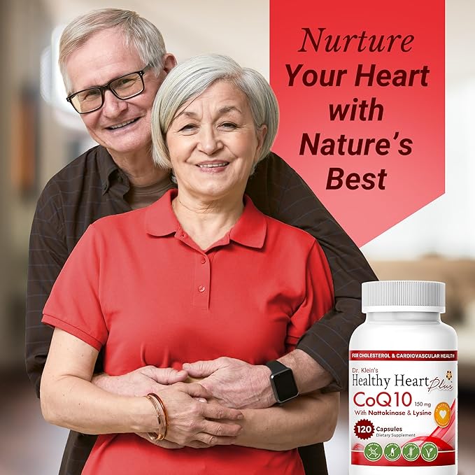 CoQ10 Cardiovascular Supplement 150mg – Coenzyme Q10, Nattokinase, Pomegranate, Garlic & Lysine for Blood Cholesterol, Circulation, Heart Plus CoQ10 Supplement for Men & Women, 120 Capsules by Rhoziva