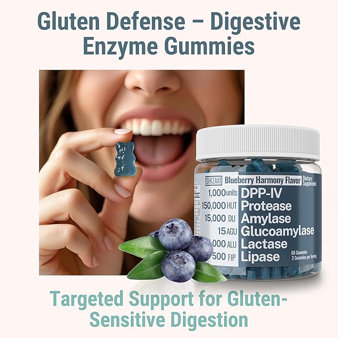 Gluten & Lactase Digestive Enzyme Gummies – Lactase Pancreatic Enzymes with DPP‑IV Lipase Gluco‑Amylase Lactase, Drops Chewables Capsules Pills Powder Supplement Alt, Pancreatic Support, for Kids
