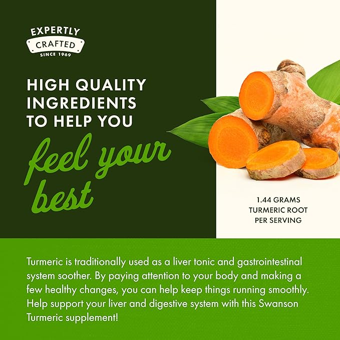 Swanson Full Spectrum Turmeric (Curcumin) - Joint Health, Digestion, Heart Health & Liver Support Supplement - Curcuma Longa Formula Promoting Memory Support - (240 Capsules)
