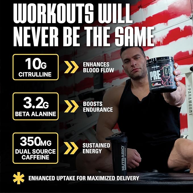 NutraBio PRE Workout Powder - New Formula- Sustained Energy, Mental Focus, Endurance - Beta Alanine, Caffeine, Electrolytes - 20 Servings - Orange Mango Tango